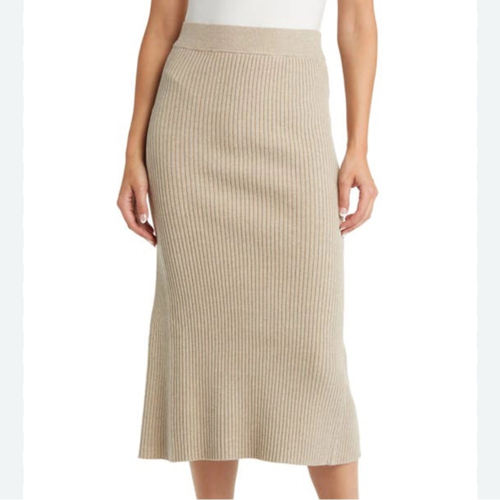 NWOT Rails Davina Oat Ribbed Midi Pencil Skirt for Work
